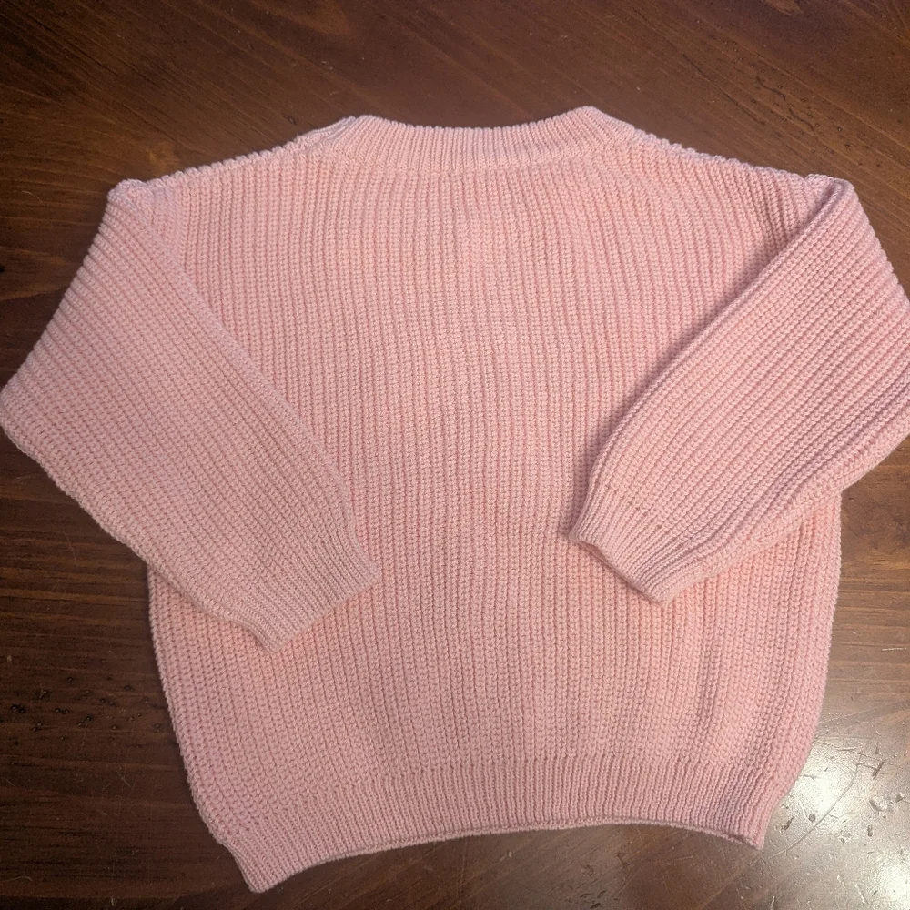 Little Sister Embroidered Pink Chunky Sweater 9-12 Months New